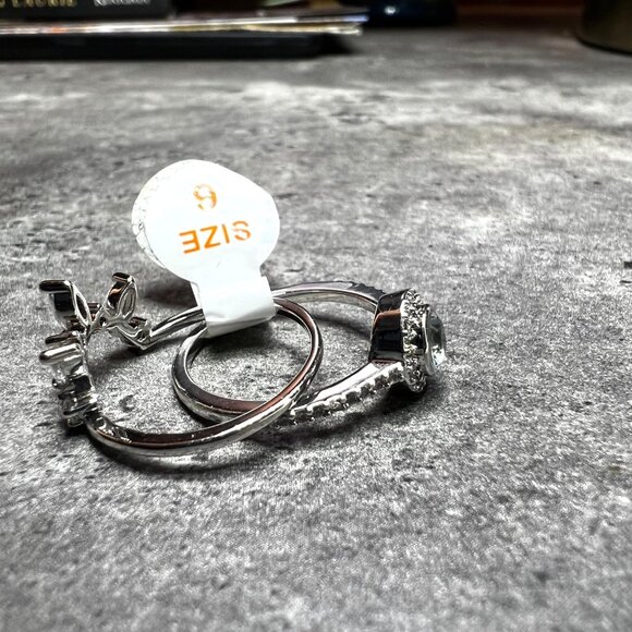 Ring Bomb Party Ring, size 6, gray blue gemstone rhodium plated - Picture 4 of 7